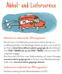 Abhol- und Lieferservice im Weinladen in Göppingen, Ihrem Wein-Musketier Abhol- und Lieferservice im Weinladen in Göppingen, Ihrem Wein-Musketier